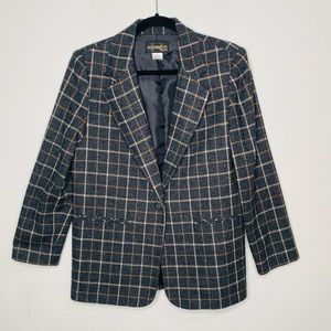 Vintage Requirements Petite Windowpane Blazer